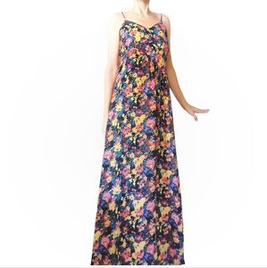 Yumi Kim Silk Floral Maxi Dress Straps Side Slit Sz.M
